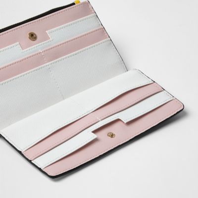 Pink colour block fold out purse